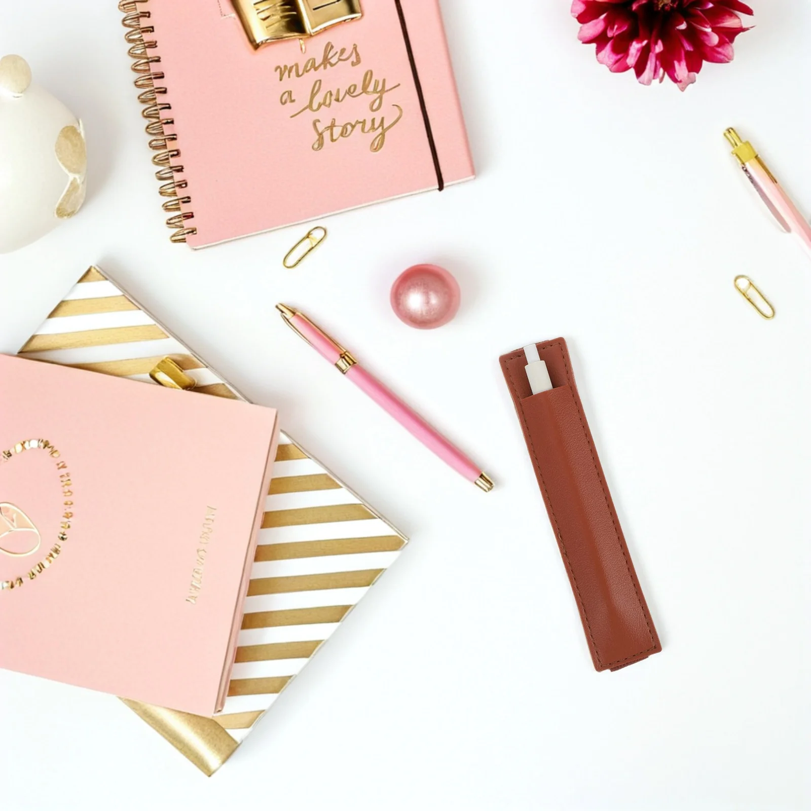 

10Pcs Adjustable Elastic Notebook Pen Sleeve Pouch PU Material for Journals Planners Binders School Office PU Pencil Pen Case