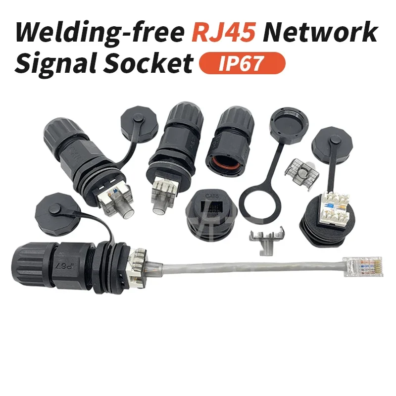 Welding-free RJ45 Network Connector Signal Panel Socket IP67 Dust Cover Shell Signal Plug RJ45 Network Port Waterproof M20 Plugs