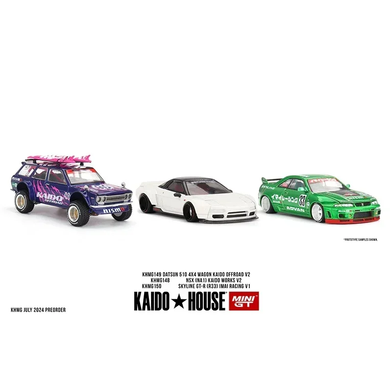 

MINIGT KHMG 150 1:64 Skyline GTR R33 Imai Racing V1 Openable Hood Diecast Car Model Kaido House