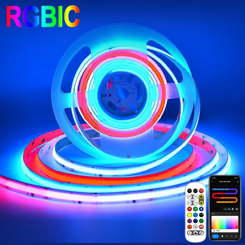 0.5m 1m 2m 3m 4m 5m Tuya Wifi 24V COB LED Strip Light Addressable Dream Color RGB Tape Adhesive Flexible Ribbon Indoor Lighting