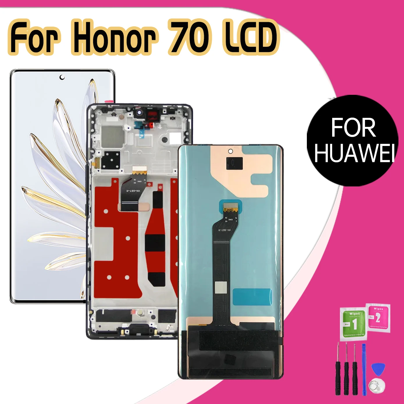 6.67\'\' AMOLED Screen For Huawei Honor 70 LCD FNE-AN00 FNE-NX9 Display Touch Screen Digitizer Assembly For Honor 70 LCD Display