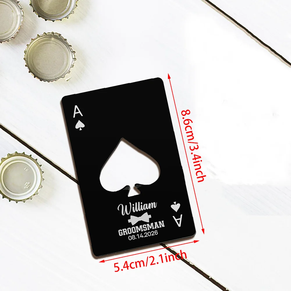 Custom Bottle Opener Groomsmen Ace of Metal Poker Card Spades Bottle Opener Wedding Favors Bachelorette Party Decor Gift Casino view 2