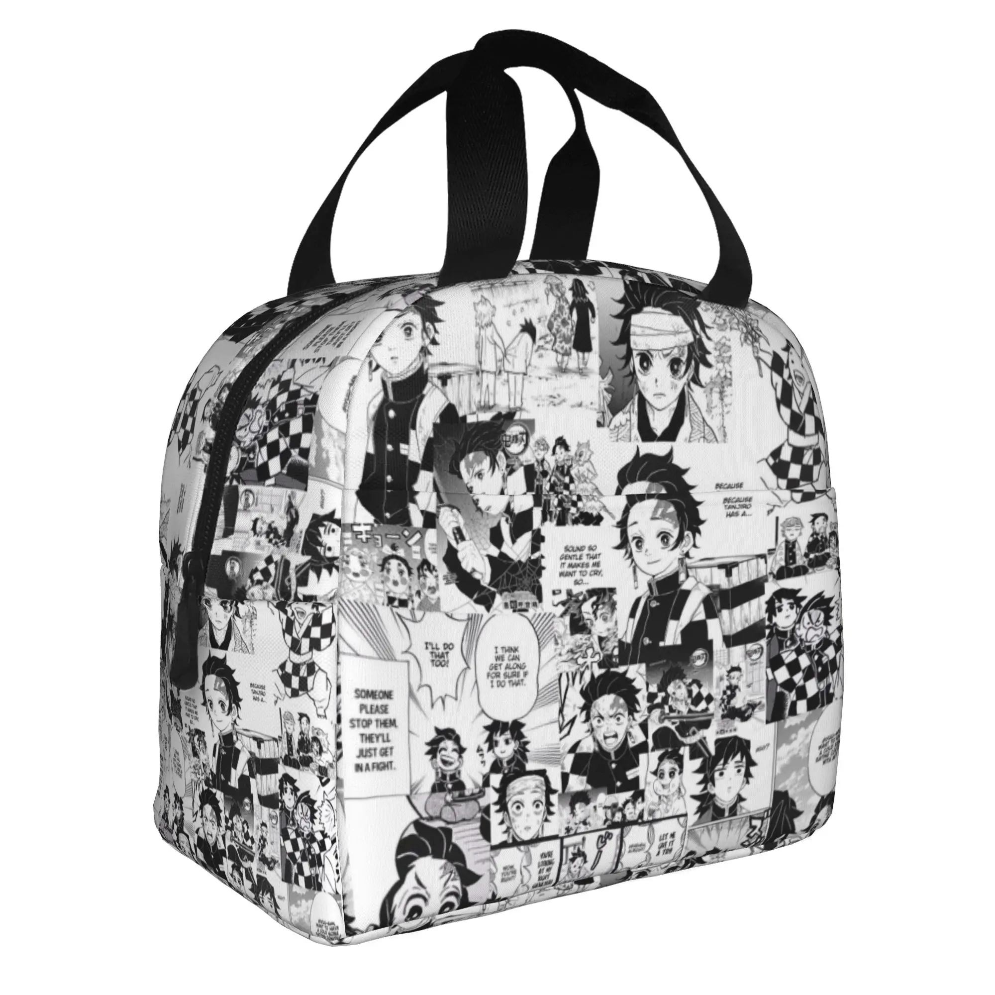 Custom Tanjiro Manga Insulated Lunch Bag for Women Leakproof Demon S-Slayer Thermal Cooler Lunch Box Beach Camping Travel