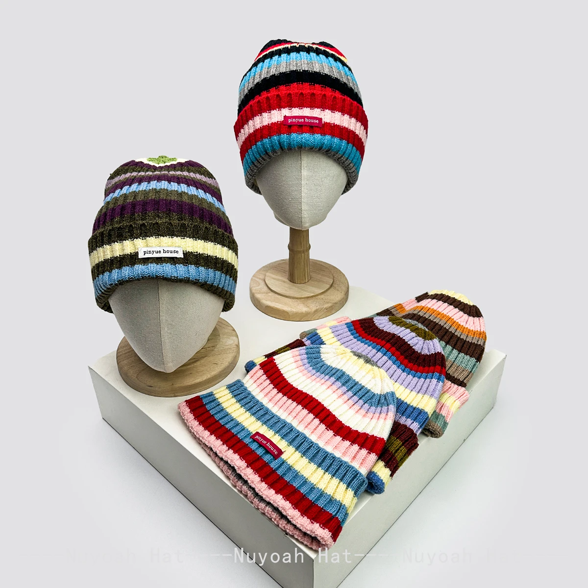 

New Men Women Colorful Stripes Patch Embroidery Letters Knitted Hats Warm Casual Fashion Korean Beanies Travel Versatile Niche