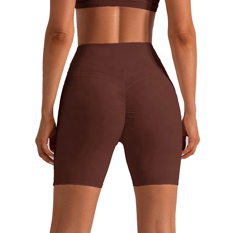 Women High Waist Stretchy Soft Quick Dry Lightweight Scrunch Back Yoga Shorts  New Solid Color Gym Running Yoga Shorts ForSummer