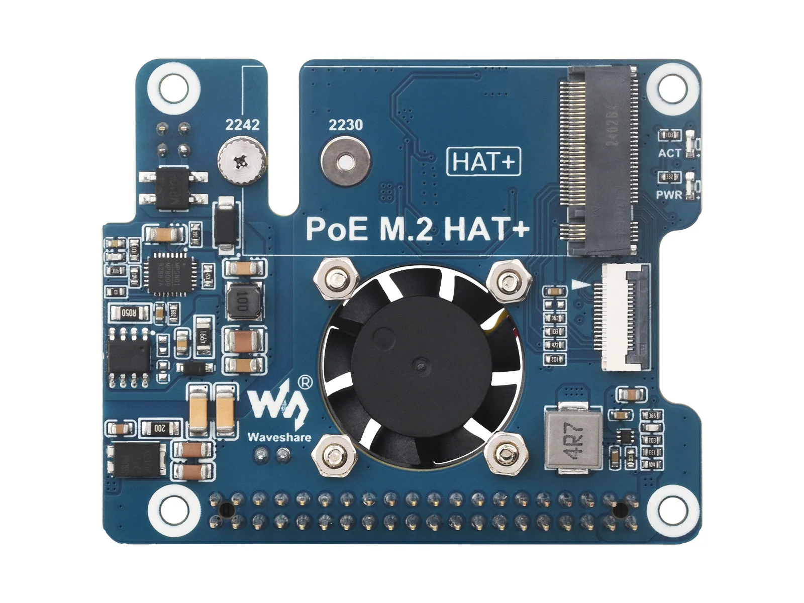 

POE M.2 HAT+,PCIe To M.2 Adapter With PoE Function For RPi 5, Supports NVMe Protocol M.2 Solid State Drive,High-Speed Writing