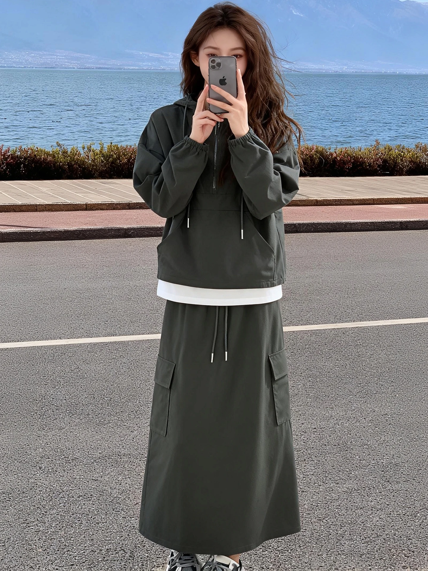 

Korean Style Hoodie Skirt Set Women's Spring Autumn Casual Sports Commute Whole Set Comfortable Long Sleeve High Waist