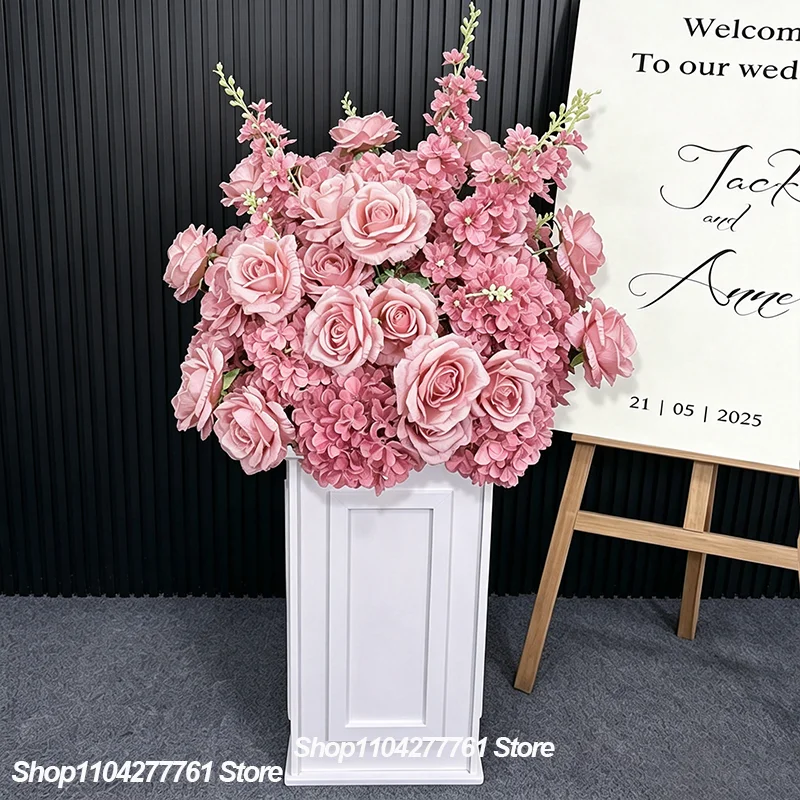 Burgunderrote Rosen Künstliche Blumen Tischdekoration Dunkelrotes Blumenarrangement Hochzeit Esstisch Deko Party Bankett Event Dekoration – Detail 6
