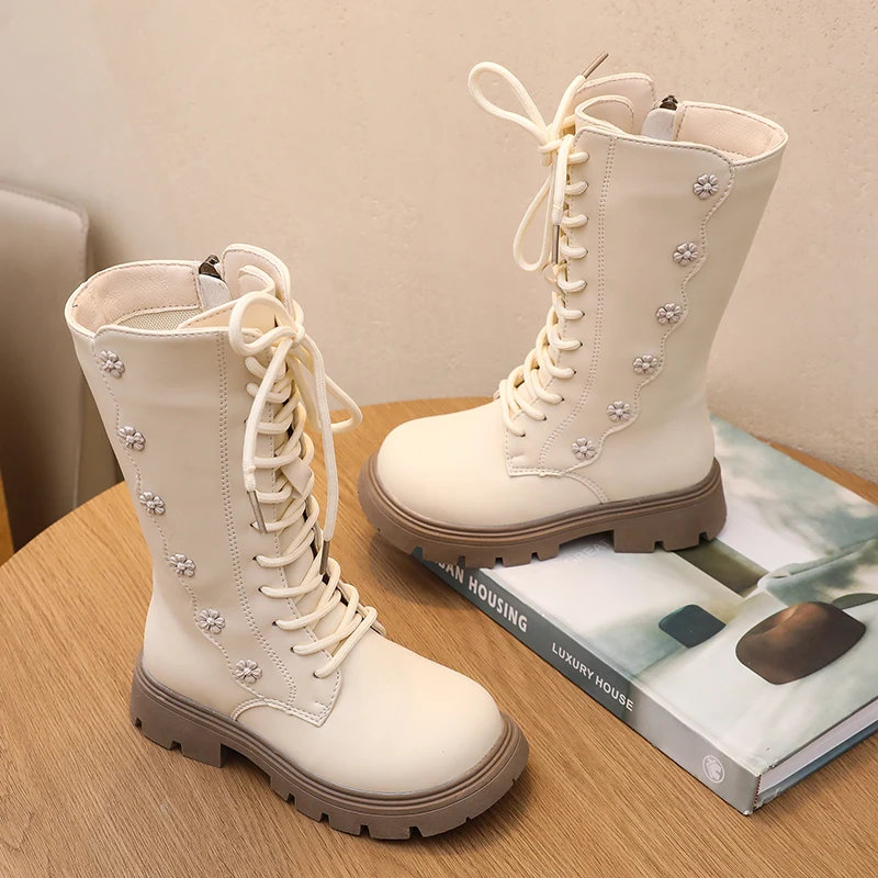 الخريف الشتاء الفتيات الثلوج الأحذية في الهواء الطلق الأطفال عالية أعلى الأحذية الأزهار الأميرة أحذية المضادة للانزلاق لينة سوليد يندبروف أحذية أطفال طويلة الرقبة