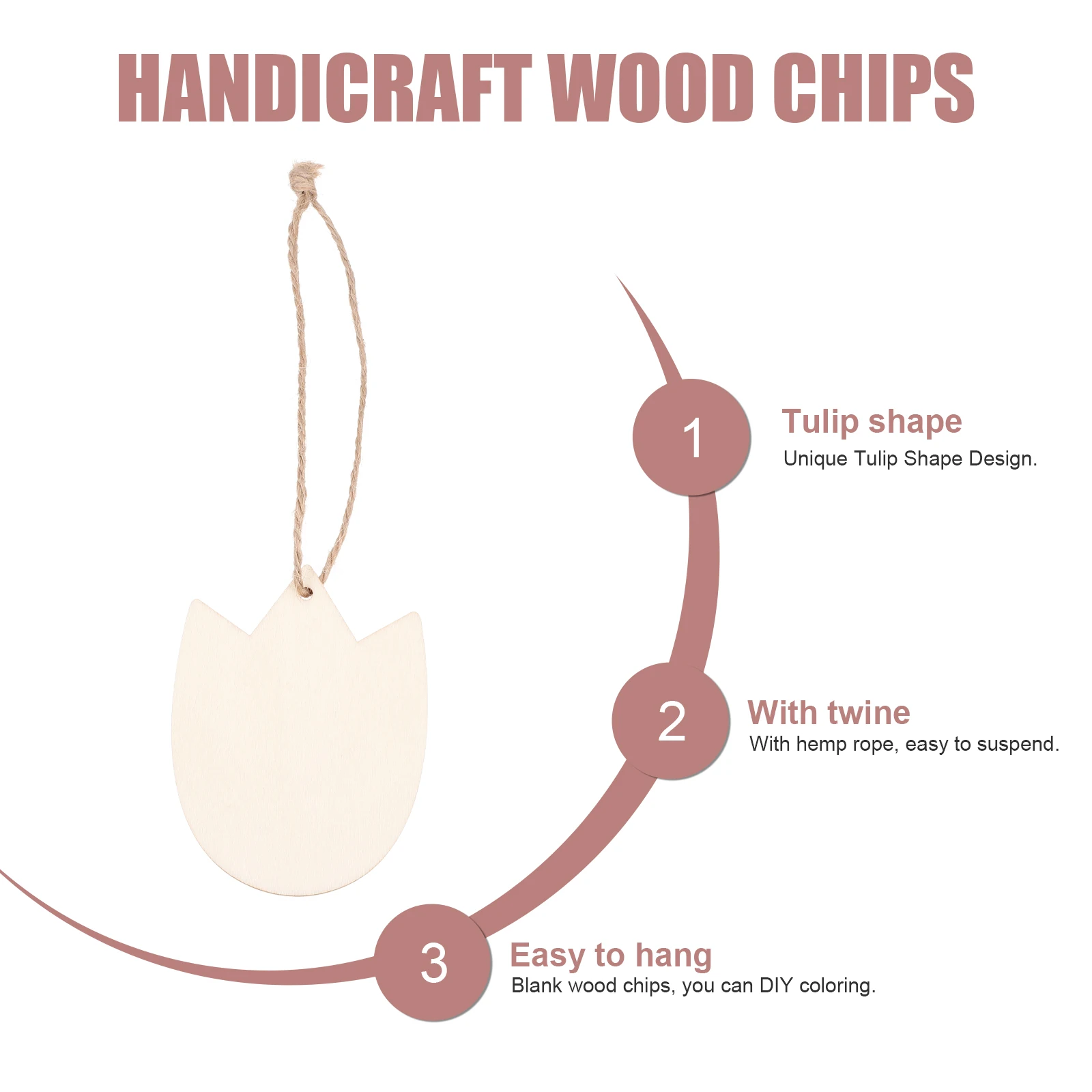 

20pcs Graffiti Wood Slices Tulip-Shaped Unfinished Wooden Pieces For Diy Crafts Party Hanging Decor Wood Chips Handicraft