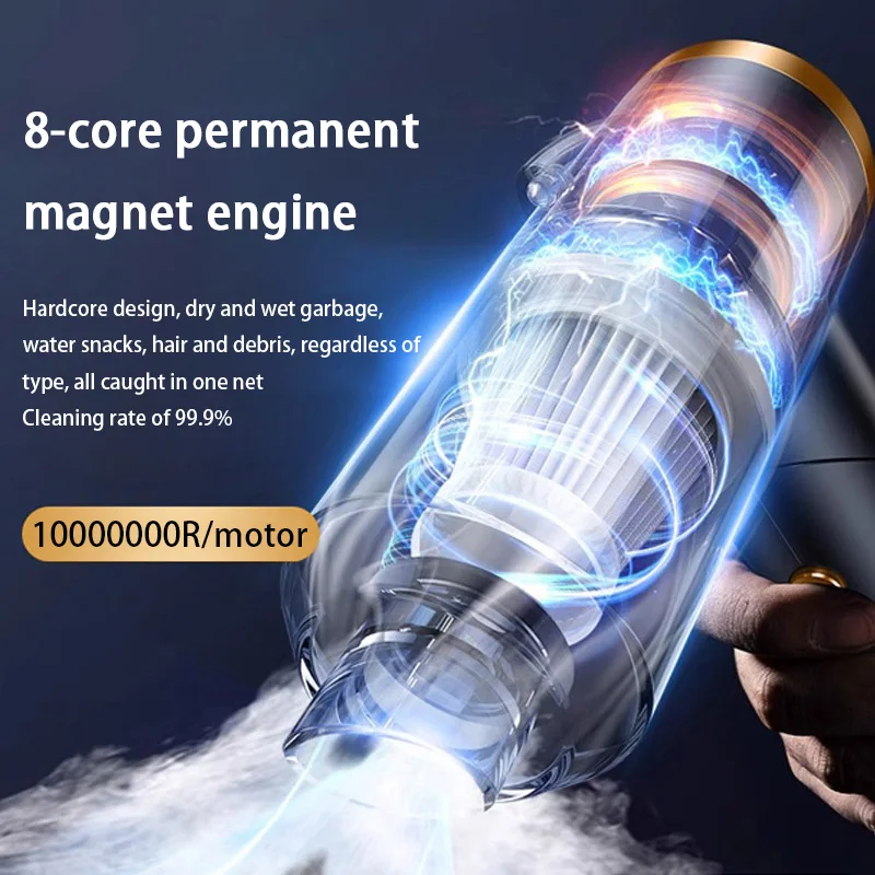 مكنسة كهربائية 2 في 1 14000000Pa سيارة صغيرة منزلية محمولة مكنسة كهربائية شحن لاسلكي شفط كبير