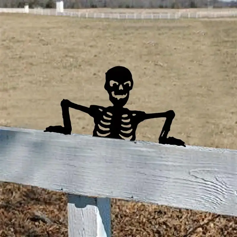 الحديد صورة ظلية لطيف الجمجمة تمثال سياج الديكور في الهواء الطلق هالوين المعادن حديقة ساحة ديكورات منزلية