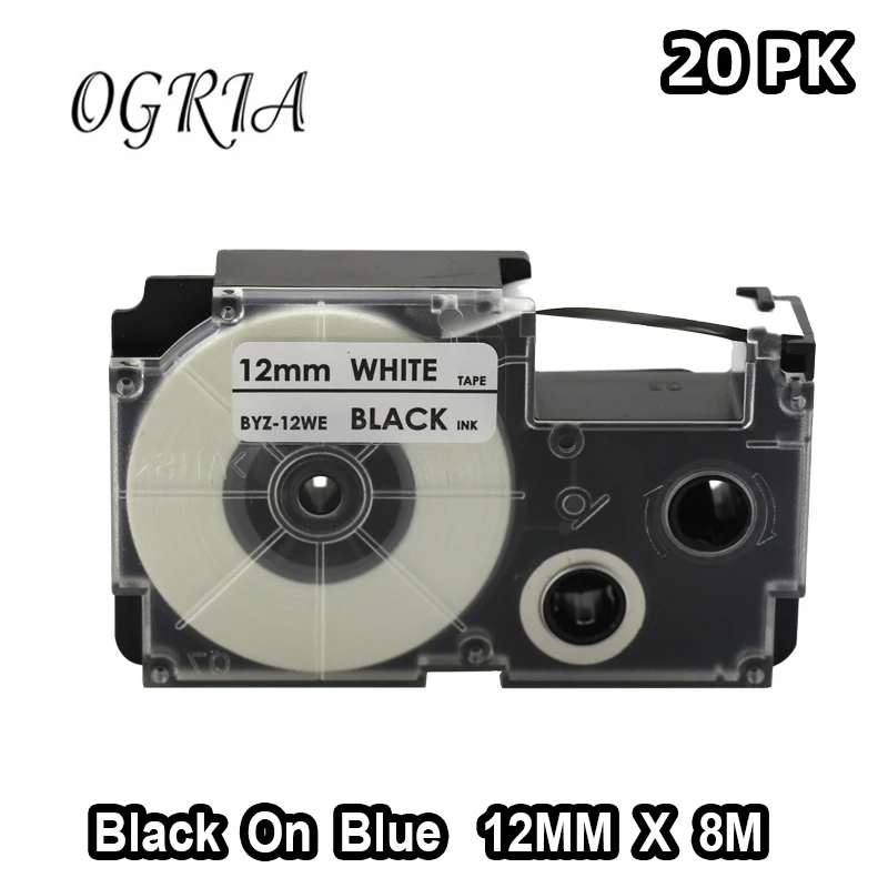 OGRIA 20 PK Multicolor For Casio XR-12WE XR-12X XR-12RD XR-12YW XR-12YW Compatible for KL-60-L KL-60SR KL-170 KL-100 Label Maker