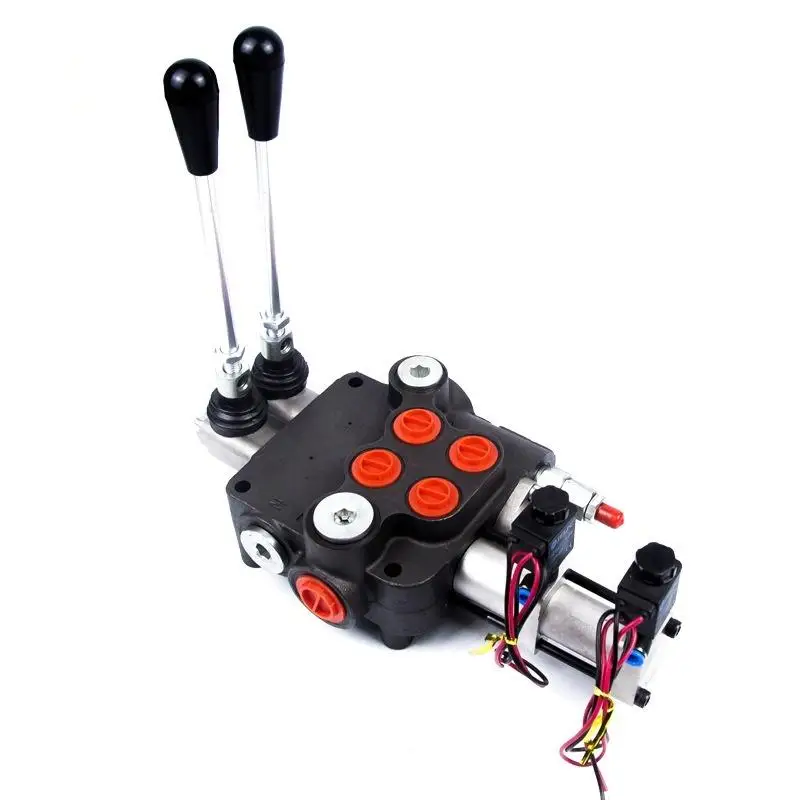 Hydraulic Components Multi-way Valve P120 Series Solenoid Control Monoblock 2 Spools Joystick Pioneer Brand 1 Year 315 Bar 40