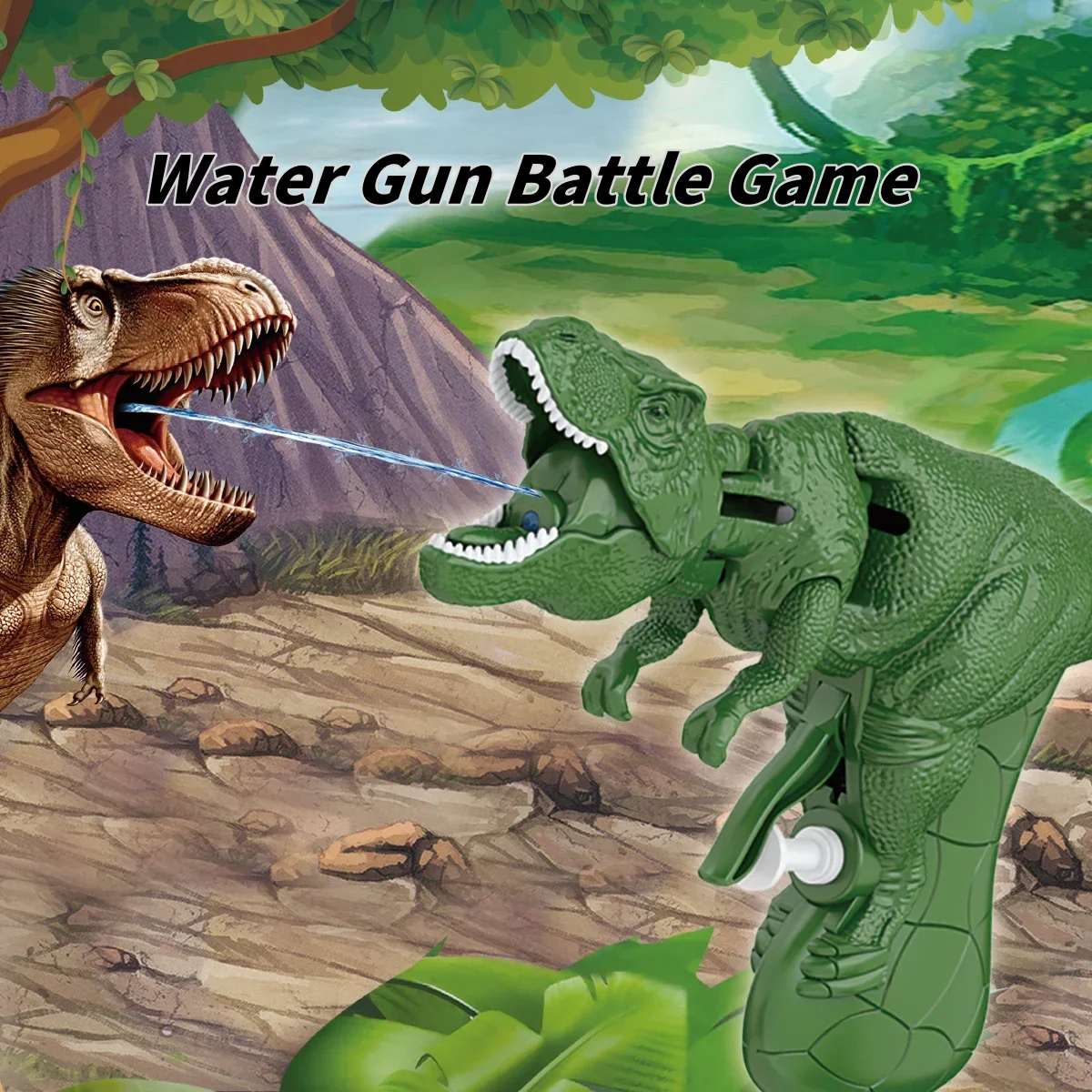Dinosaur Water Gun Toy Mouth Open Water Pistol Spray Shooting Pressing Jurassic Dino Park Summer Outdoor Pool Toy For Kids Boys