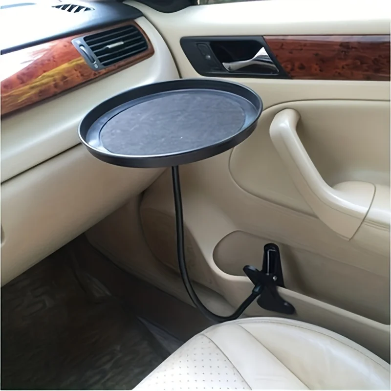 

Versatile Car Travel Dining & Beverage Holder - Round Tray For Food, Drinks & Phone - Perfect For Road Trips- Multipurpose