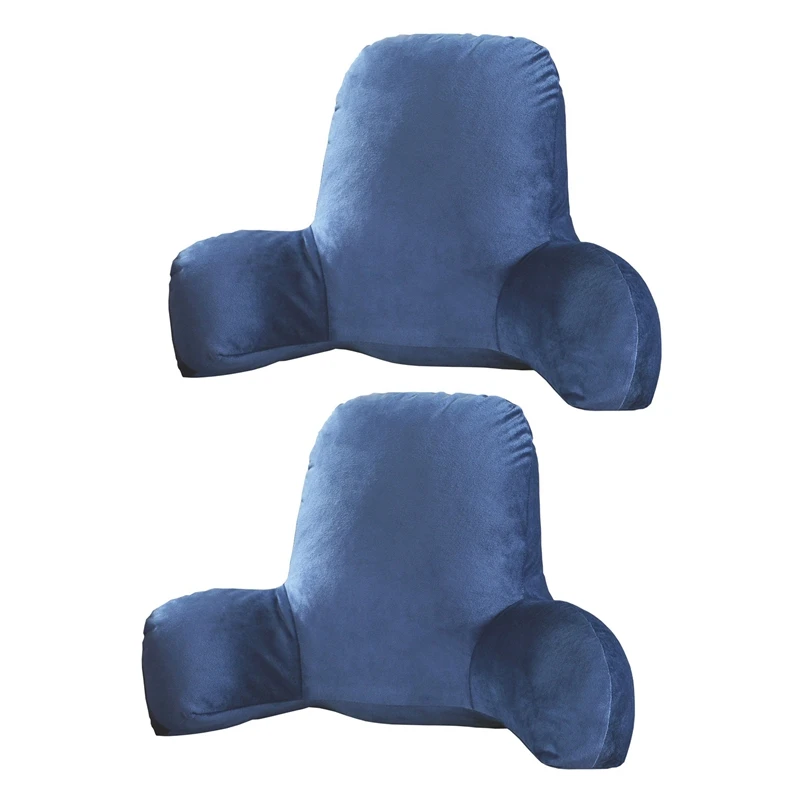 

2X Pillow Back Bed With Armrest Support Bed Reading Waist Back Chair Car Seat Sofa Rest Waist Pad (Deep Blue)