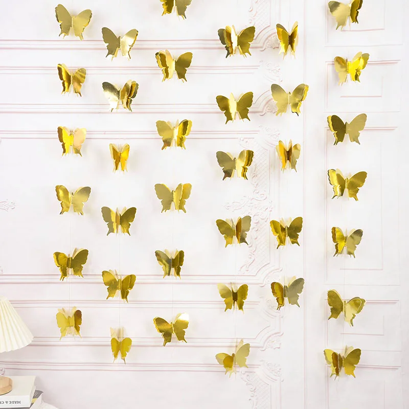 3d Schmetterling Papier Banner für Hochzeit Geburtstags feier DIY hängende Girlande Baby party allmählich bunte Vorhang Party Dekor Versorgung – Detail 5
