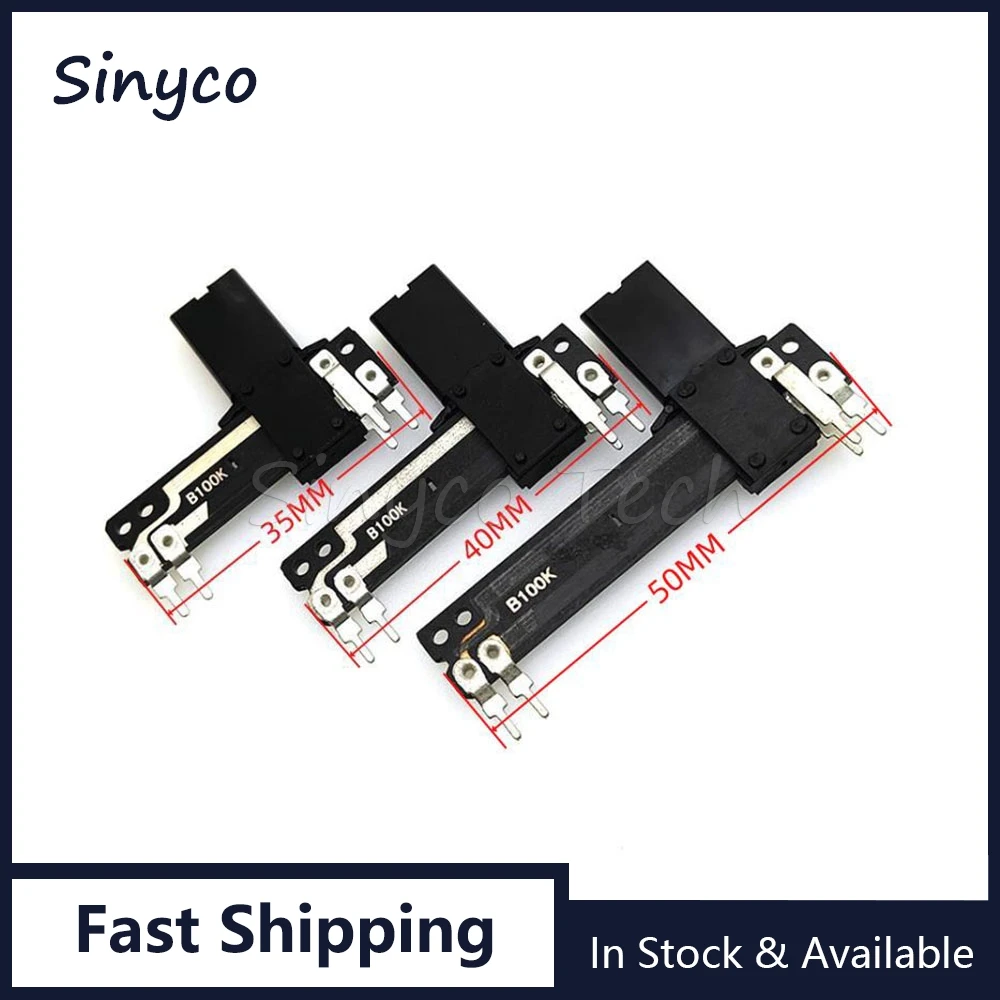 5PCS 35MM 40MM 50MM Straight Slide Potentiometer B100K With Light Shaft 16mm SC-158N SC-208N SC-308N Single 5Pin Mixer Fader