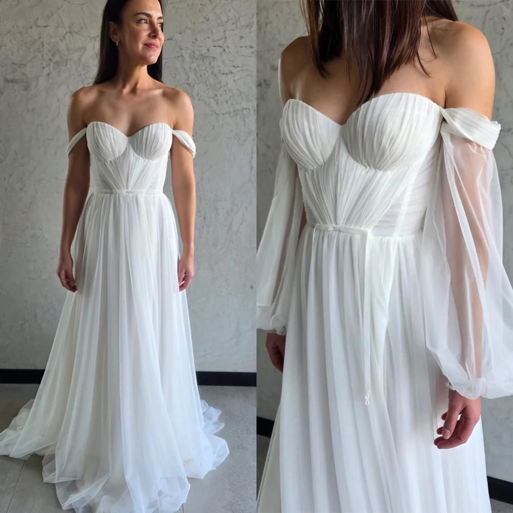 

Customized Fashion Tulle Dresses 2025 Woman High Quality Sweetheart Evening Dress Temperament Off the Shoulder Celebrity Gowns