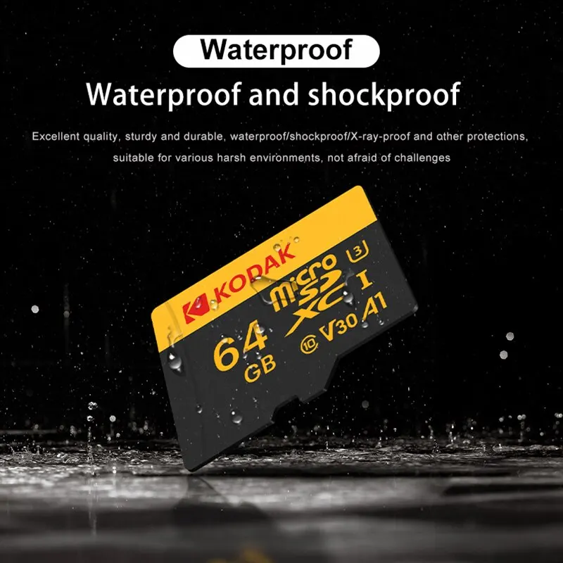 Карта памяти Micro SD KODAK, 512 ГБ, 256 ГБ, до 90 Мб/с, класс 10, U3, 32 ГБ, 64 ГБ, 128 ГБ, TF-карта 4K HD для USB-кардридера, адаптер Microsd