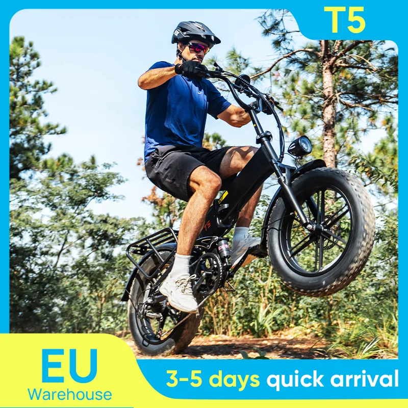 

NEW URLIFE T5 E-Bike 1500W Peak Electric Mountain Bike 48V13Ah Removable Battery 28MPH 100Mile Range 20X4"Fat Tire Free Shipping