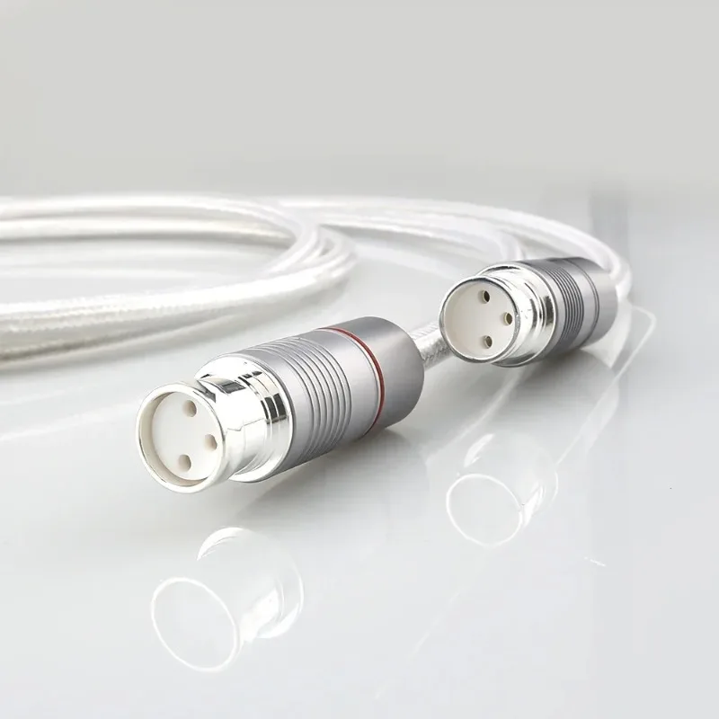 Balanced wire HiFi Audio Interconnect Solid PSS Pure Sil-ver Core Sil-ver-Plated Plug