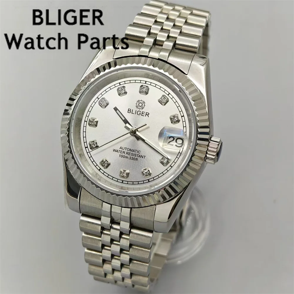 

BLIGER 36mm/39mm Men's Watch Blue AR Coated Glass Diamond Index NH35A Automatic Movement Stainless steel Bracelet