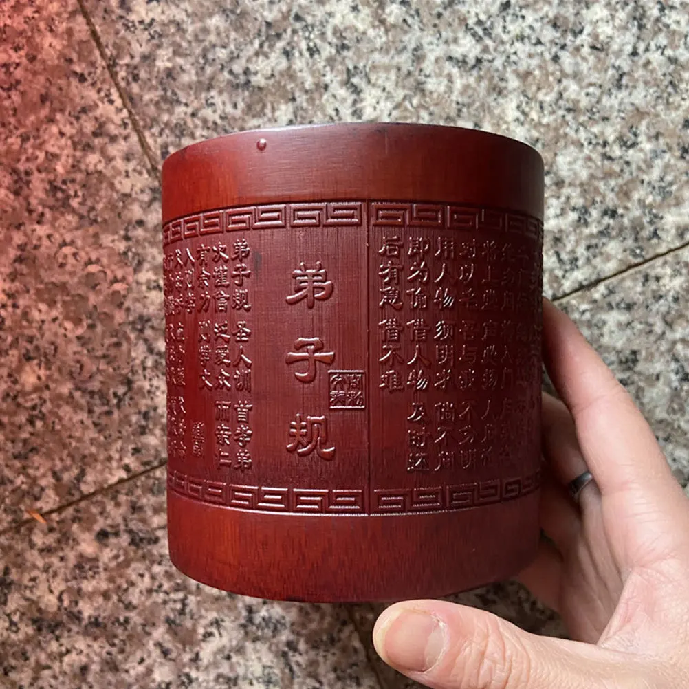 

Bamboo Carved Pen Holder Chinese Style Desktop Organizer For Pens Pencils Makeup Brushes Sundries Storage Container