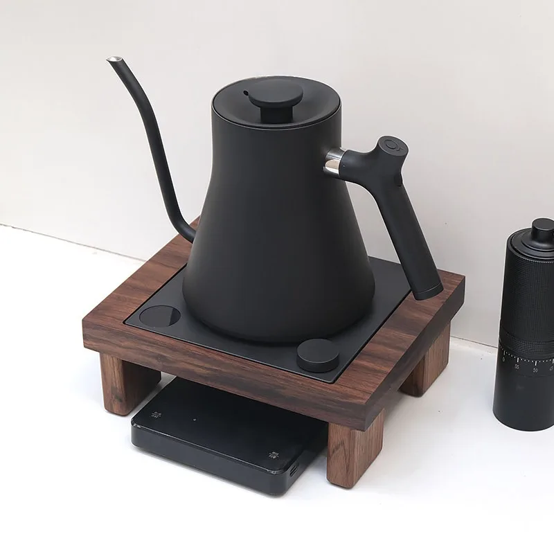 Walnut Wood Pour‑Over Kettle Base Solid Wooden Elevated Storage Stand For Smart Temperature Control Coffee Pot Home Bar Coffee