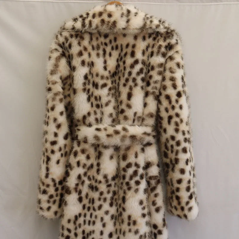 고품질 레오파드 프린트 모피 코트, 여우털 모방 코트, 2025 겨울 신상 여성용 벨트 모피 코트, 여성용 오버코트 H611