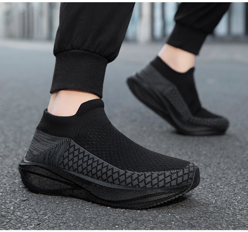 Unisex Real Boost Sneaker mit dicker Sohle, Stretch-Strick, atmungsaktiv, Übergrößen, stoßdämpfend, Sportschuhe, Laufschuhe für Damen und Herren – Detail 31