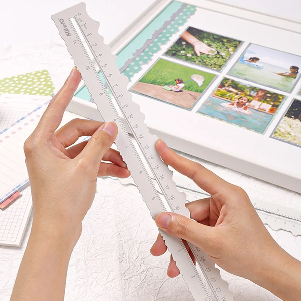Steel Paper Tearing Ruler Irregular Edges Lightweight Irregular Edge Ruler Practical Measuring Deckle Paper Ruler Engineering