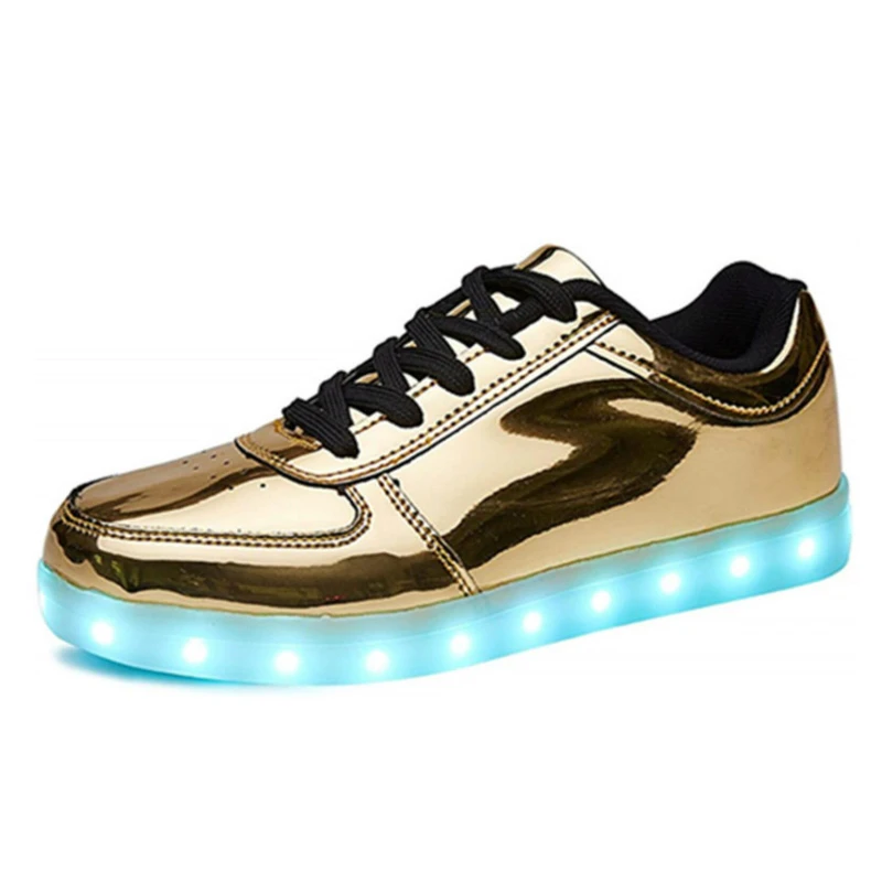 RayZing Moda Unissex Sapatos Led Para Adultos Schoenen homens Casuais Chaussures Lumineuse Light Up Shoes amante Luminoso Ouro Prata