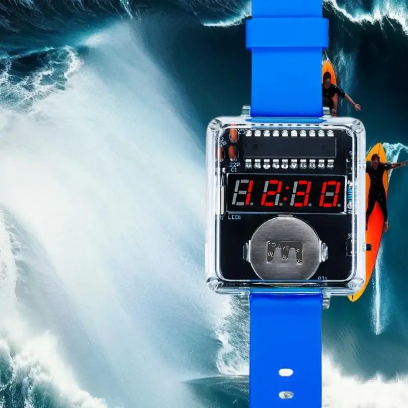 1Set DIY Elektronische Uhr Kit LED Digital Rohr Display Kreative Löten Projekt Transparent Fall DIY Kit (Ohne Batterie)