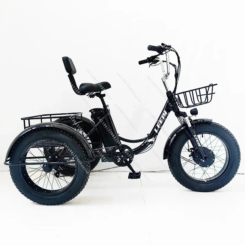 Spot Supply 20-inch Folding Fat Tire Electric Tricycle, Pedal Tricycle Snow Lithium Battery Bicycle