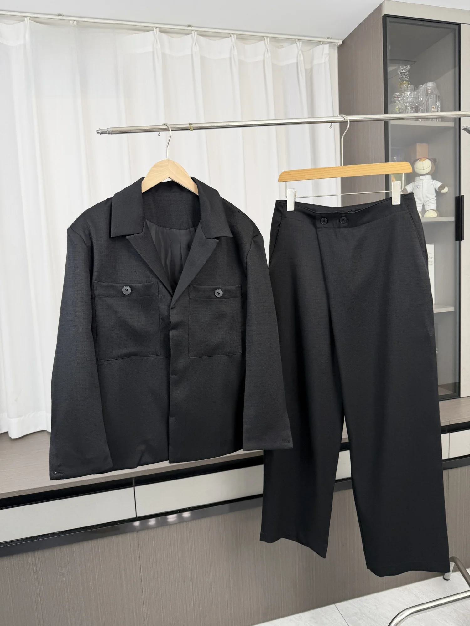 High-End Quality Men's Casual Cuban Collar Suit Jacket Fashionable Urban Style Comfortable Breathable Thin Material Long Sleeve
