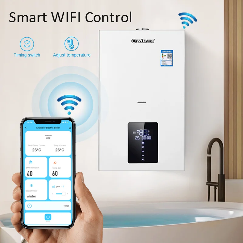 جهاز تسخين غلاية الغاز، دائرة مزدوجة مع التحكم في التطبيقات، سعر معقول لغلاية الغاز في السوق الأوروبية