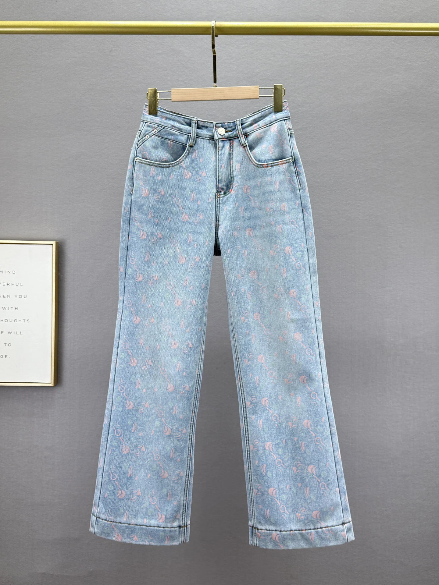 

Женские джинсы с высокой талией, на флисовой подкладке, свободного кроя, с эффектом похудения, с винтажным принтом, широкие штанины, зимние теплые, из эластичного хлопка