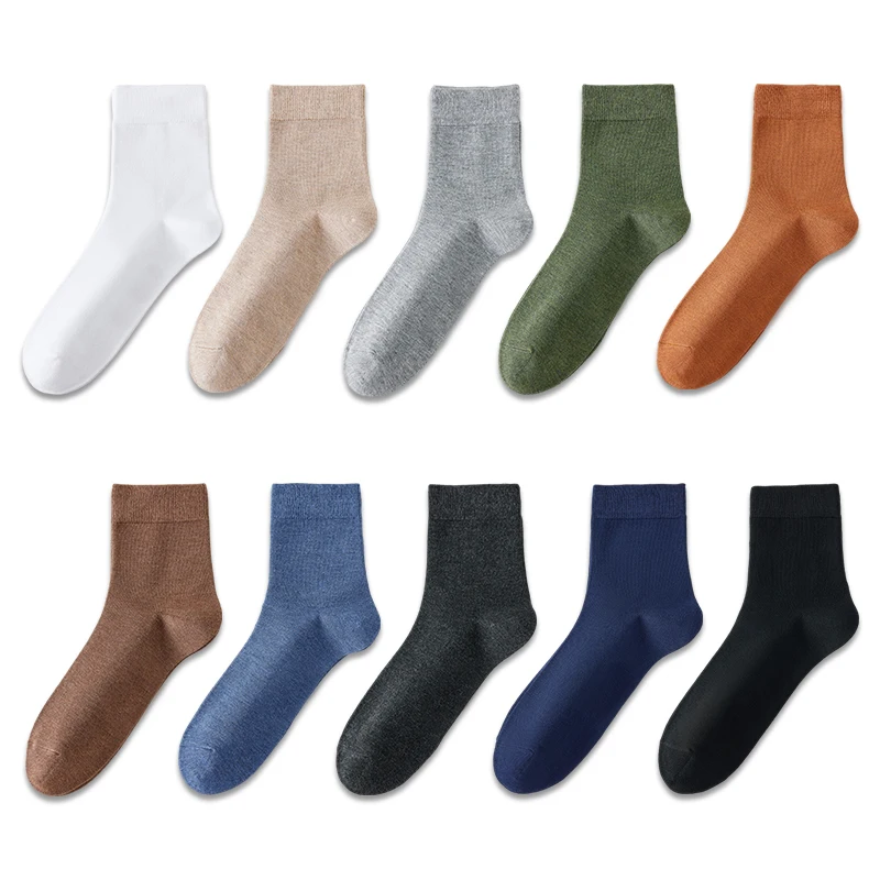 MiiOW Antibacterial Bamboo Socks Men Autumn Summer Ice Silk Thin Long Socks Deodorant Breathable Business Crew Anti Odor Sock