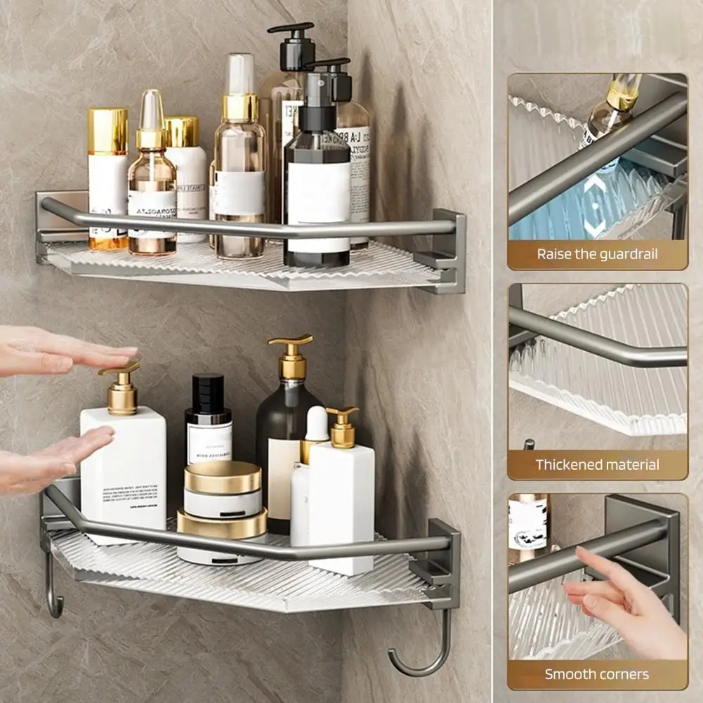 Water Stains Resistant Shelf Strong Load-bearing Wall Caddy Storage Rack No-drill Scratch-resistant Triangle for Multifunctional