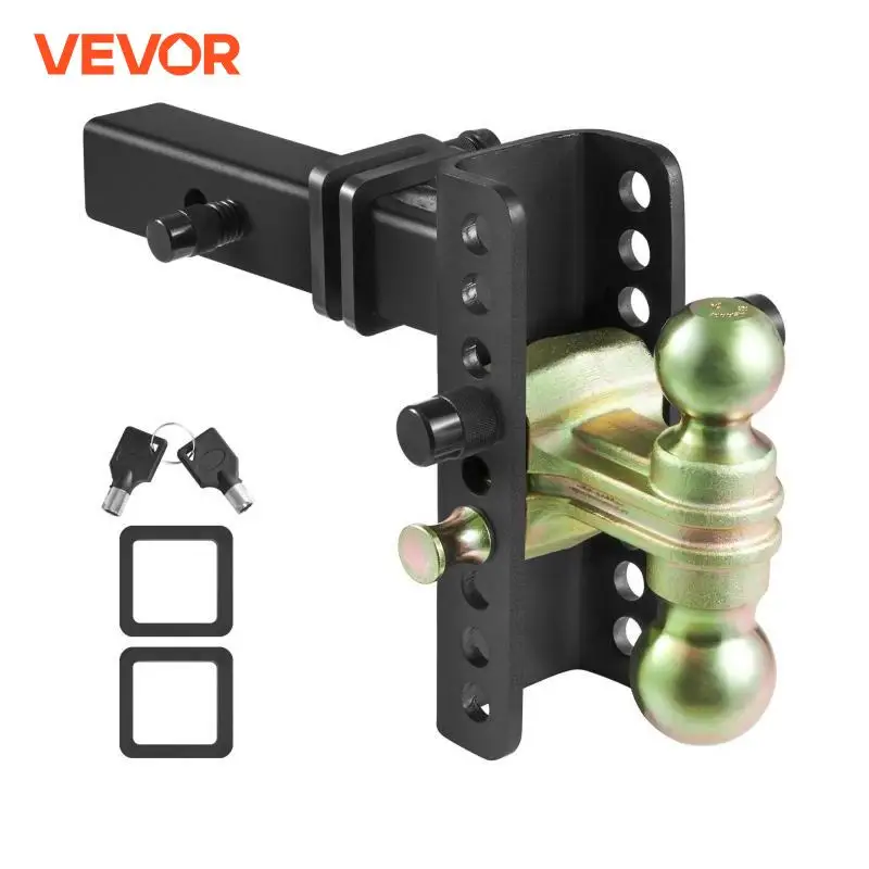 VEVOR Adjustable Trailer Hitch Ball Mount 2'' Receiver 6''Drop Drowith Receiver Solid Tube Steel Tow Balls for Truck Towing