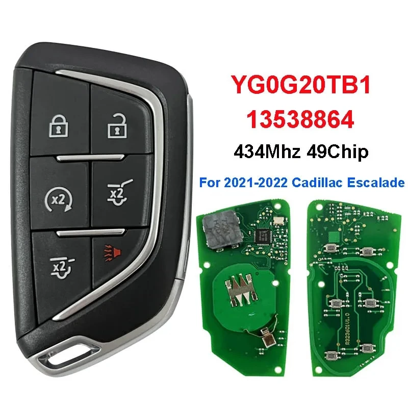 

Remote Car Key Smart 6 Button FCCID YG0G20TB1 PN 13538864 434Mhz 49 Chip Keyless Go For Cadillac Escalade 2021 2022