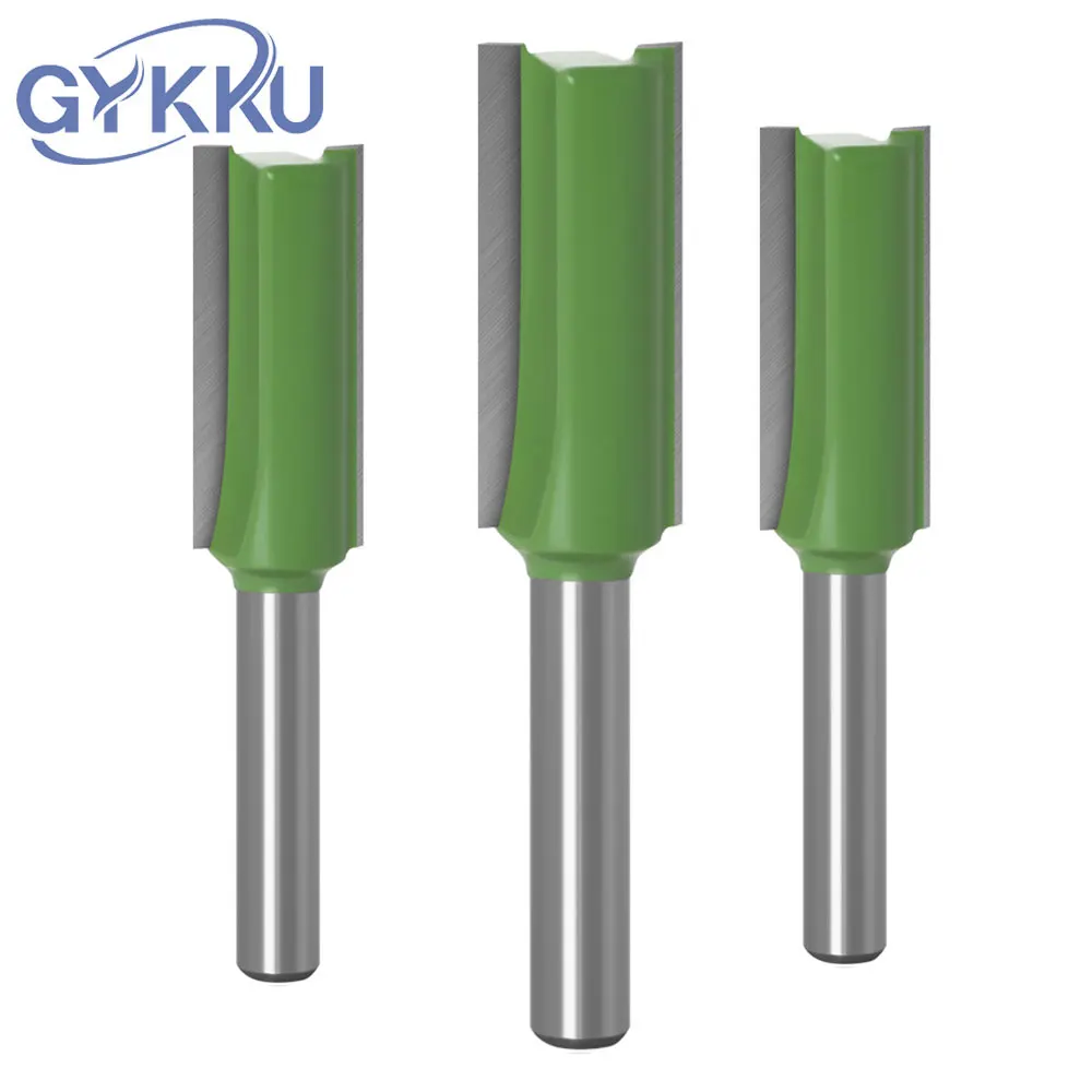 GYKKU 6mm/6.35mm Shank Straight Wood Milling Cutter Single Double Flute 1/4inch Tungsten Carbide Router Bit Woodworking Tools