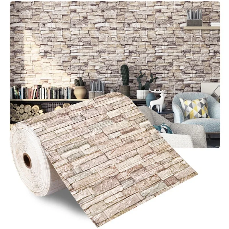 70 cm x 1/5/10 m 3D Behang Decoratie zelfklevende Antieke Schuim Baksteen behang Woonkamer Slaapkamer Waterdichte 3d Muursticker
