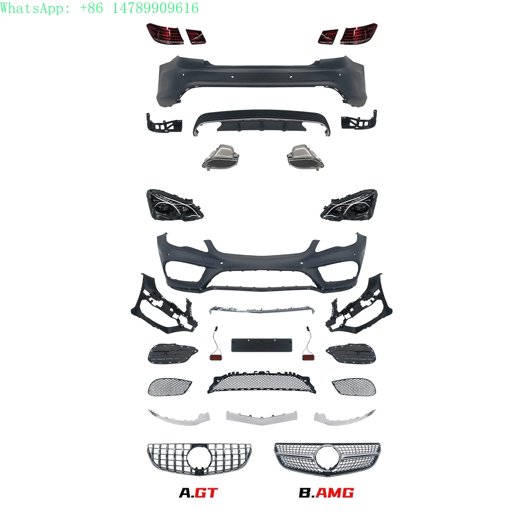 Car Body Kit  2010-2012 for E Coupe W207 Old Upgrade to New 2014-2017 Front Rear Bumper with Grille Headlights Taillamps
