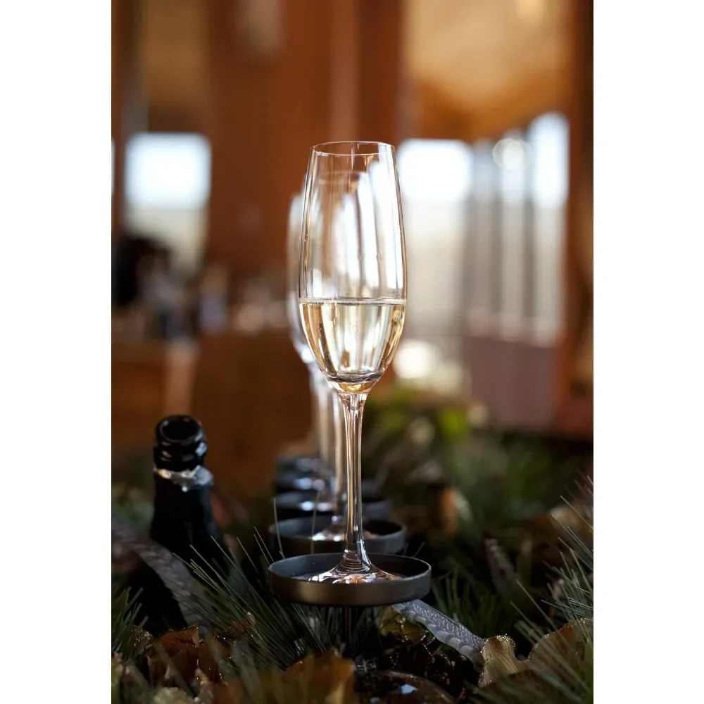 Crystal Glass Champagne Flute Stemware with Effervescence Points 7.7-Ounce Set of 6 Completely Dishwasher Safe