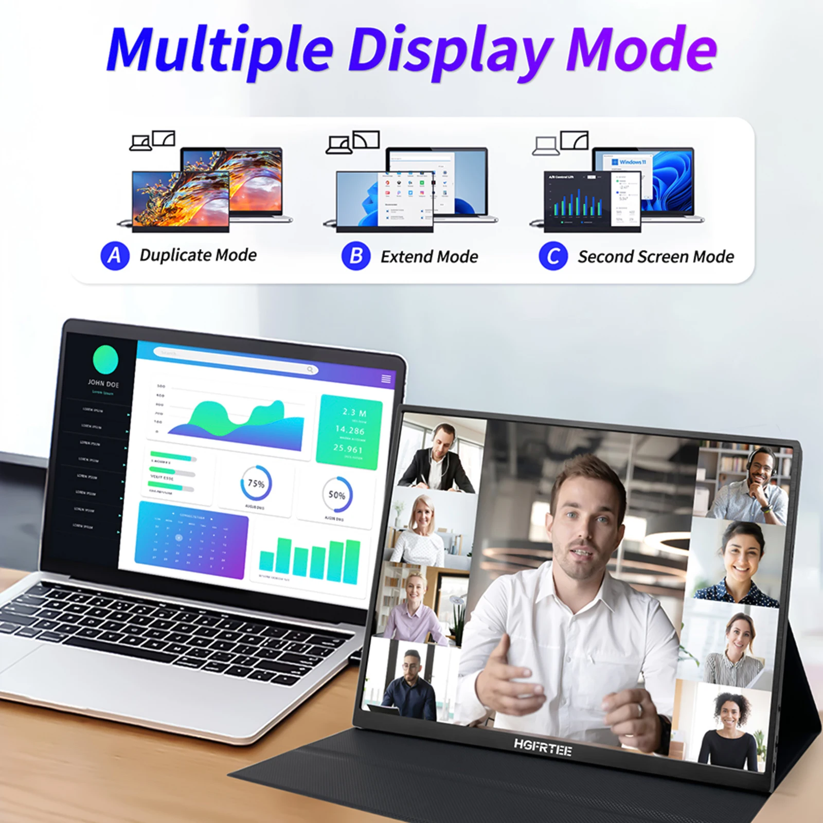 16" Portable Monitor 2.5K 2560*1600 ADS-IPS 100%SRGB USB-C Mini-HDMI External Second Screen Mobile Game Display For Mac Laptop P