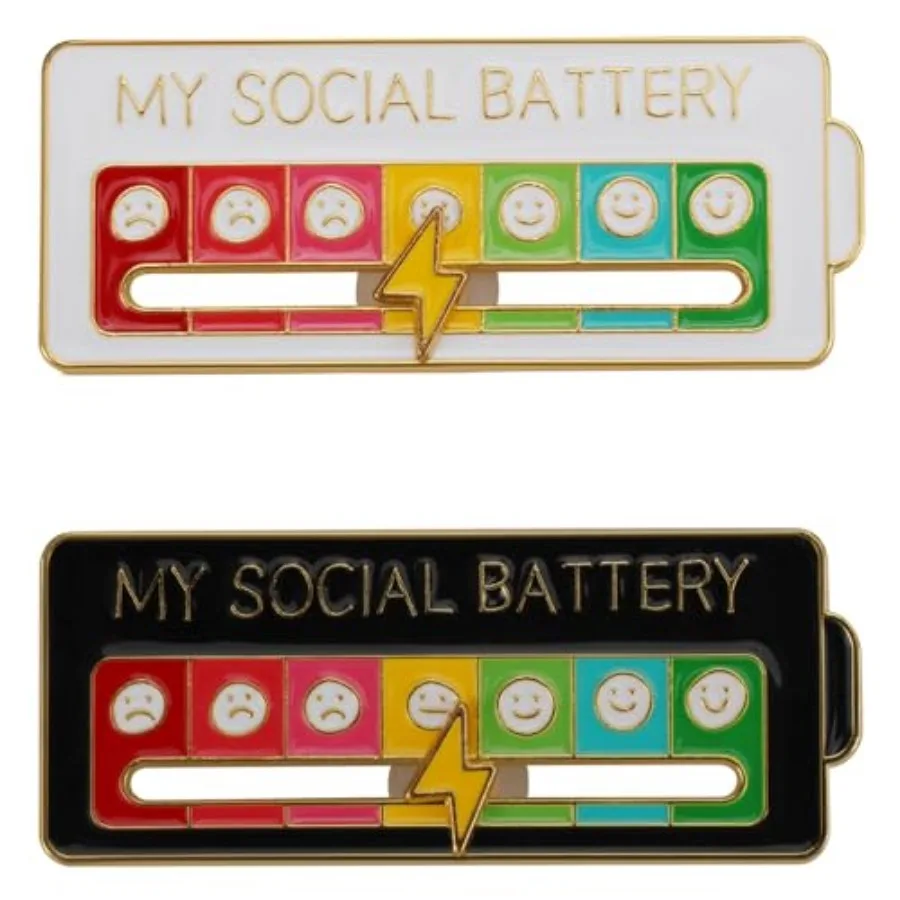 

My Social Battery Creative Badge, 7 Days a Week Fun Enamel Emotional Badge, Functional Aesthetic Brooch, Perfect Accessory for