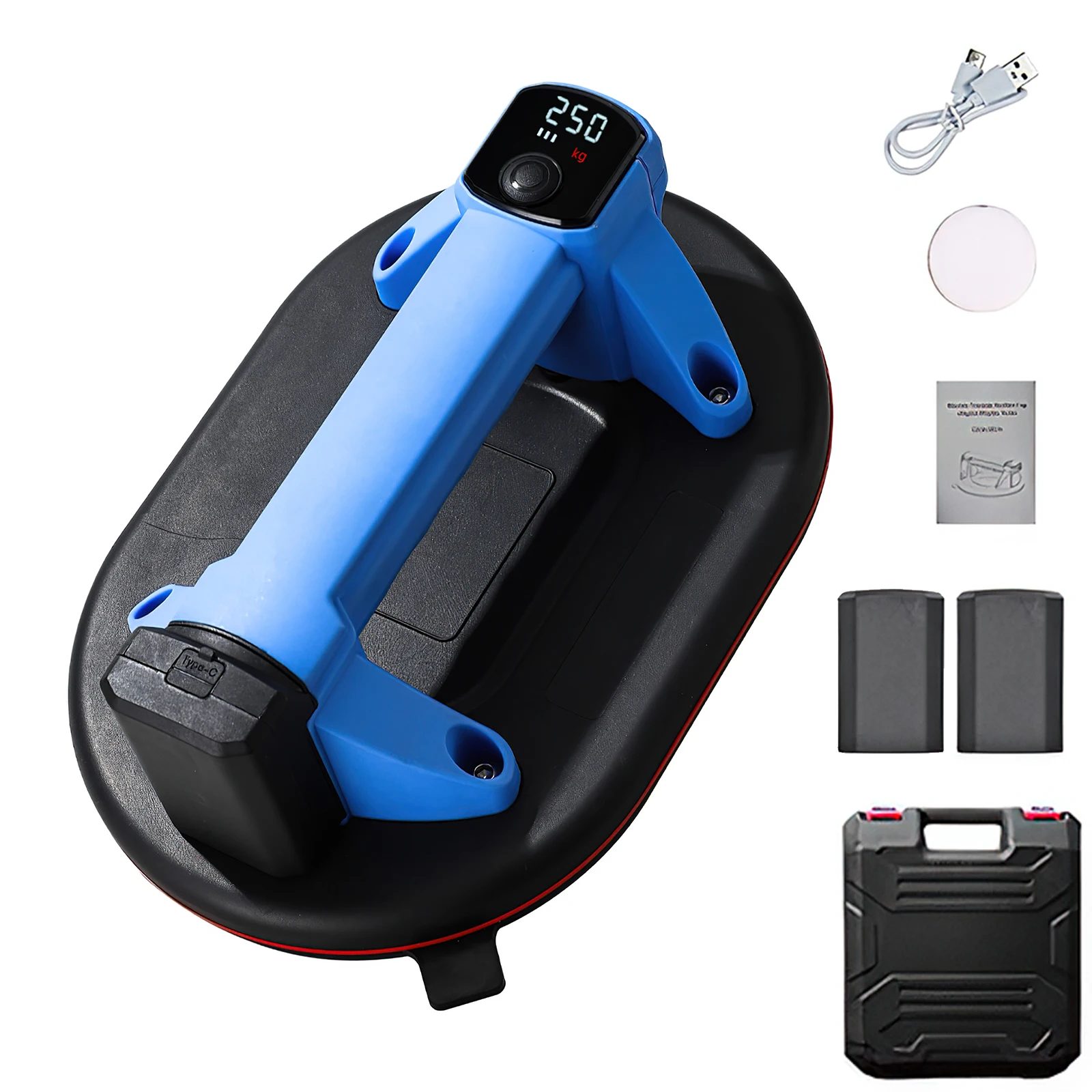 Ventouse électrique rechargeable avec pompe à air, capacité de charge de 200 kg, outil de levage adapté pour le granit, les carreaux, le verre, le plâtre